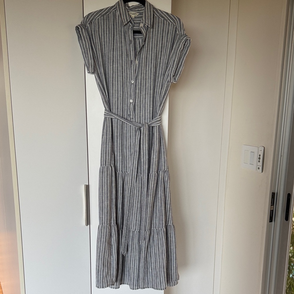 Max Studio Gray Striped Maxi Dress